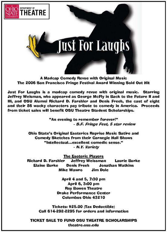 Just For Laughs - A Madcap Comedy Revue, 3 performances only benefitting the OSU Theatre department scholarship program