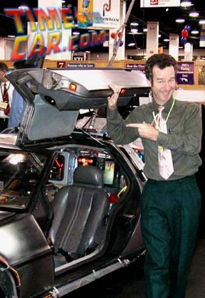 Jeffrey Weissman standing by the world famous Back to the Future Delorean at the recent release of the new 2006 documentary Return to the Future